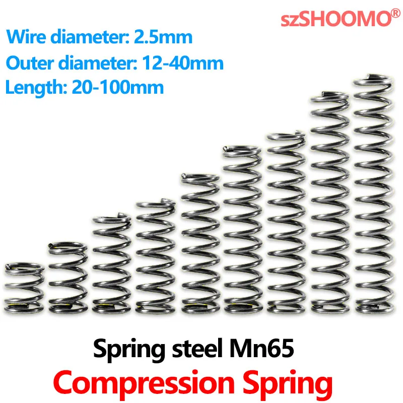 Compressão de Retorno de Pressão de Absorção de Choque Backspring Helicoidal Cilíndrico Mola Comprimida Aço Personalizado wd 2.5 mm 65mn