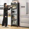 Modern Metal Kitchen Cabinets Multi-layer Storage Rack with Wheels Refrigerator Seam Cabinet Home Kitchen Bowl Storage Cabinet Q 1