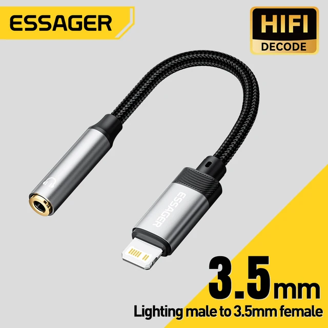 Essager Lightning to 3.5mm jack Audio Adapter Headphone Aux Cable USB Type C to 3.5 Adapter OTG Type C For iphone Xiaomi Oneplus 1
