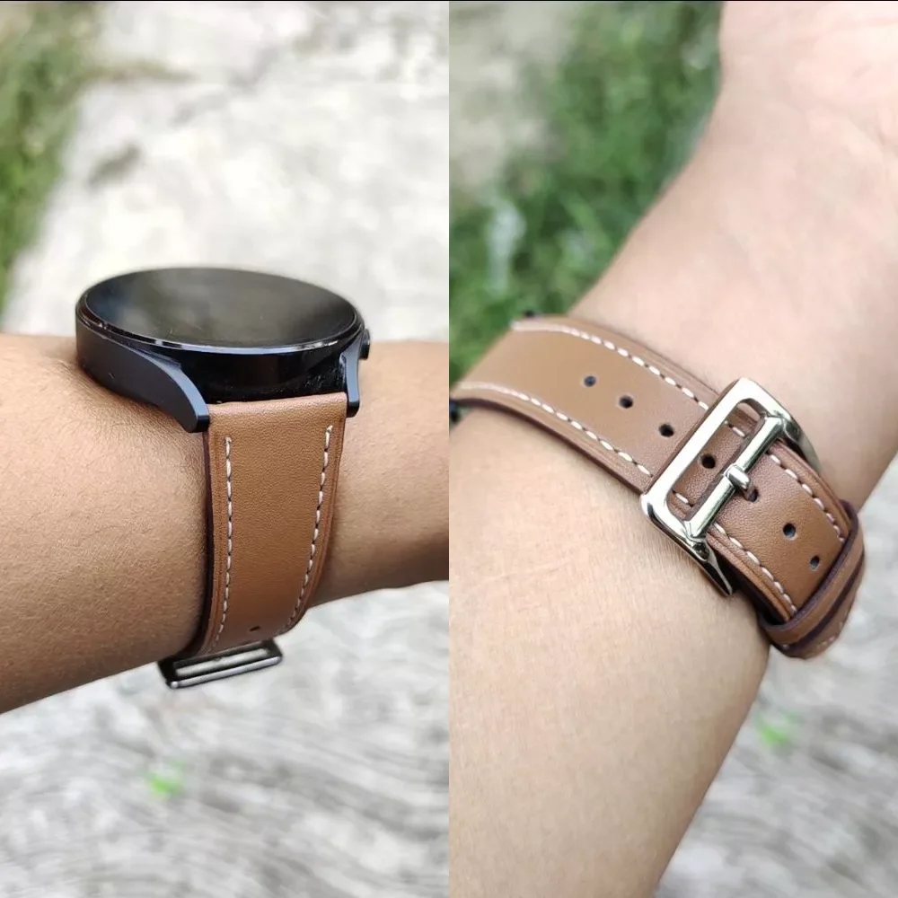 Premium Synthetic Leather Strap for Smartwatch - Elegant Bracelet with Connector