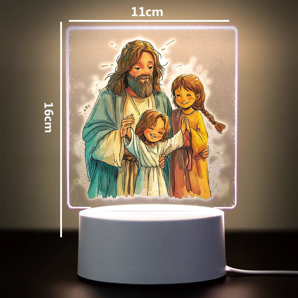 Nighdn Gesù Croce Luci notturne LED 3D Illusion Lampada da tavolo USB Decorazione della chiesa cristiana Luce da comodino Regali di festa Cristiano  39
