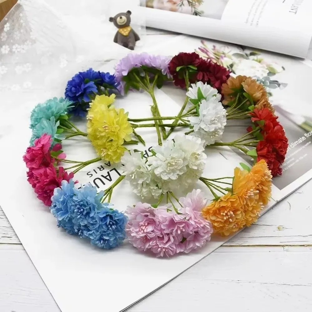 Modischer 6-Köpfiger Künstlicher Nelkenstrauß Seiden-Hortensien-Bouquet Weicher Realistischer Blumenstrauß Geschenkstrauß – Detail 7