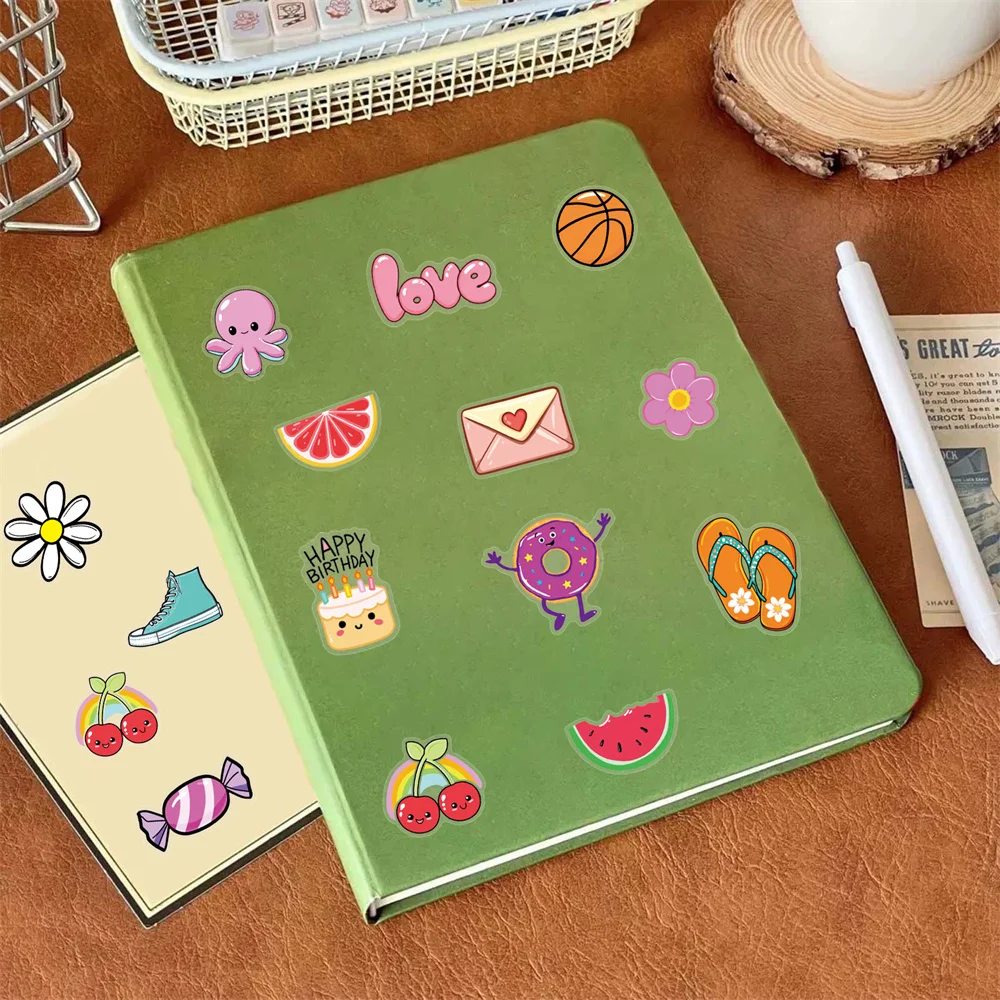 50/100PCS Kleine Frische Nette Cartoon Aufkleber kinder Schreibwaren Aufkleber Dekorative Gitarre Notebook Gepäck Wasserdichte Aufkleber – Detail 3
