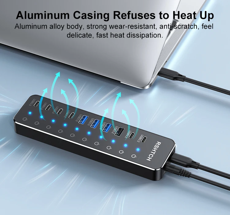 Rshtech 10-in-1 Usb C Hub 10gbps Multiport Docking Station_voghion.com