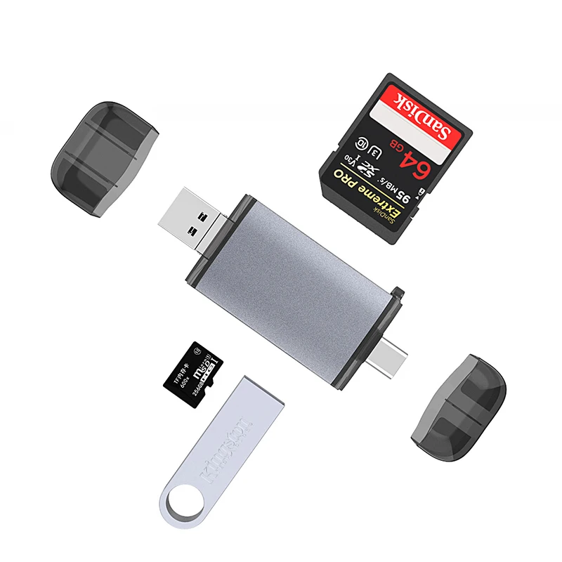 OTG Type C Card Reader Multi Function 6 in 1 SD SDHC TF MicroSD Memory Card Writer Adapter USB Disk HUB for Laptop PC Mobile Pho