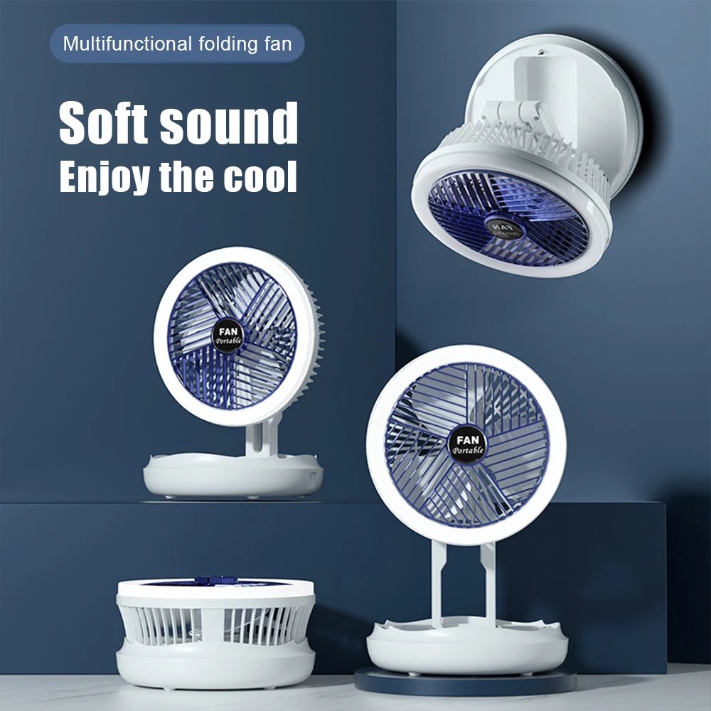 Multifunctional Folding Fan Quiet Portable Fan Rechargeable Usb Fan Air Cooler Led Light For Office Table Ceiling Fans - Hvac Systems & - AliExpress