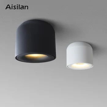 Aisilan 표면 장착 LED 다운라이트 천장 조명, 거실 주방용 무광 알루미늄 COB 스포트 라이트, CREE 7W, 9W, CRI97