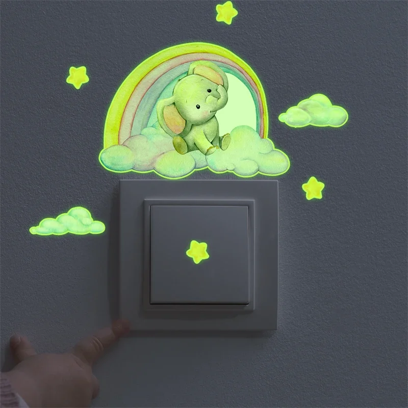 Luminous Giraffe Bear Elephant Star Switch Sticker Kid Baby Bedroom Decoration Self-adhesive Home Decor Wallpaper Wall Decals luminous wall stickers wall stickers vinyl decal stickers