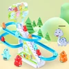 Electric Duck Track Rail Racing Slide Piggy Climbing Stairs Baby Toy LED Lights Musical Slide Roller Coaster Toys for Gift 6