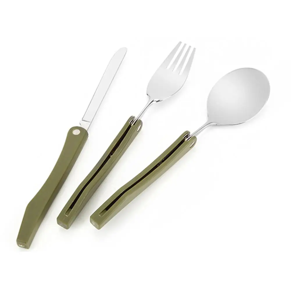 Long cookware backpack Spork fork stainless steel fold knife utensil