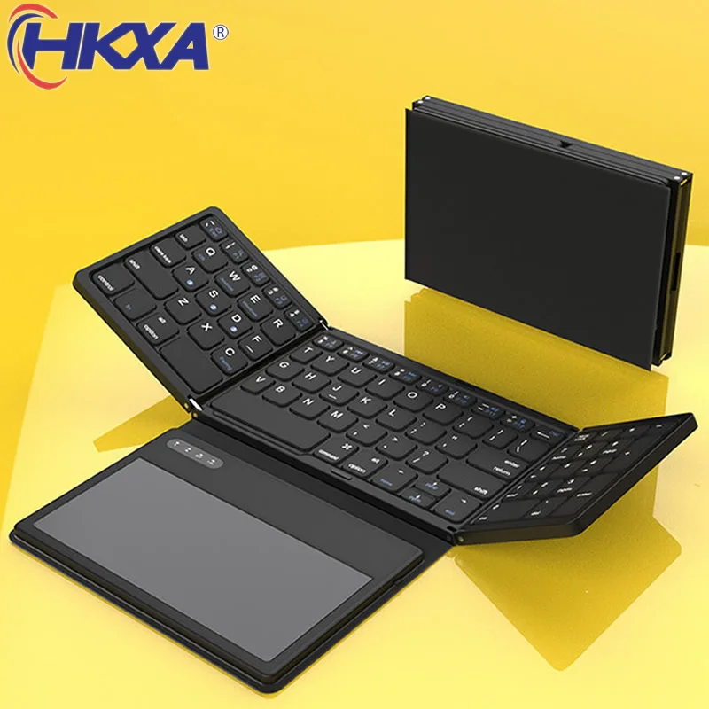 NewLeatherFoldingKeyboardWirelessBluetoothKeyboardwithTouchpad