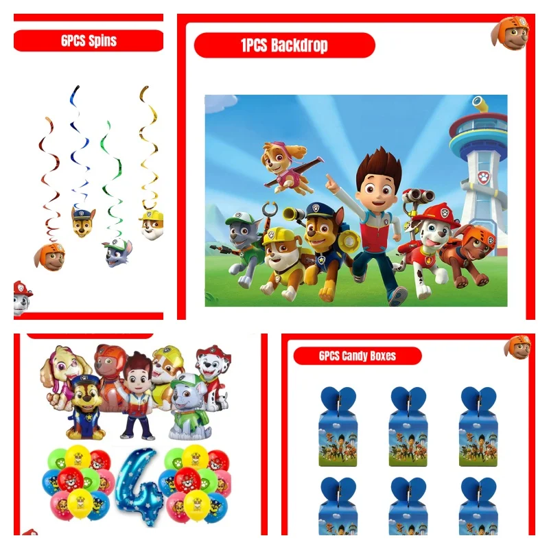 Paw Patrol Birthday Party Decoration Tableware Paw Patrol Theme Party Supplies Balloons Cup Plate Tablecloth Banner Background