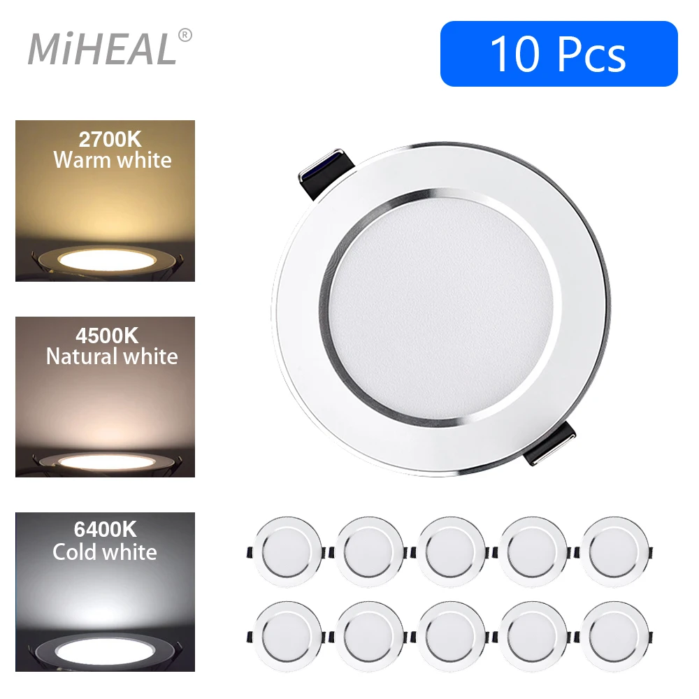 10pcs Led Downlight 220v Ceiling light 5W 9W 12W 15W Recessed Down light Round Led Panel Light Spotlight Indoor Lighting