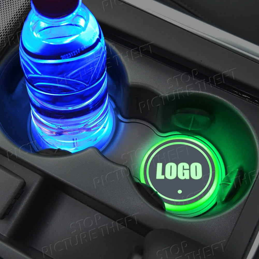 Cup Holders LED For Peugeot 3008 GT 308 4008 5008 508 Car USB Interior 7 Colors Luminous Coasters Cup Water Mat Logo Accessories - View #5