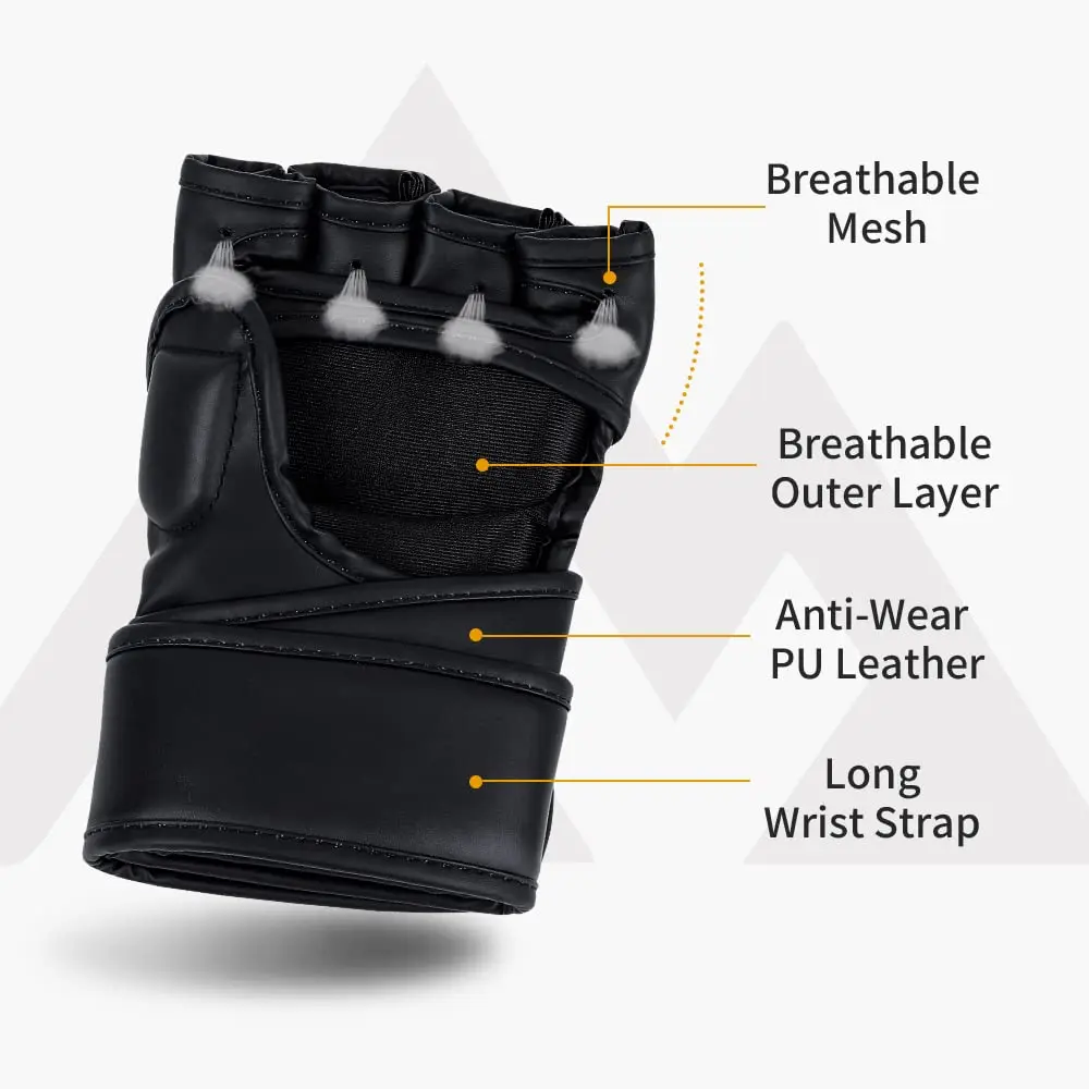 Half Finger Boxing Gloves PU Leather MMA Fighting Kick Boxing Gloves Karate Muay Thai Training Workout Gloves Men 4