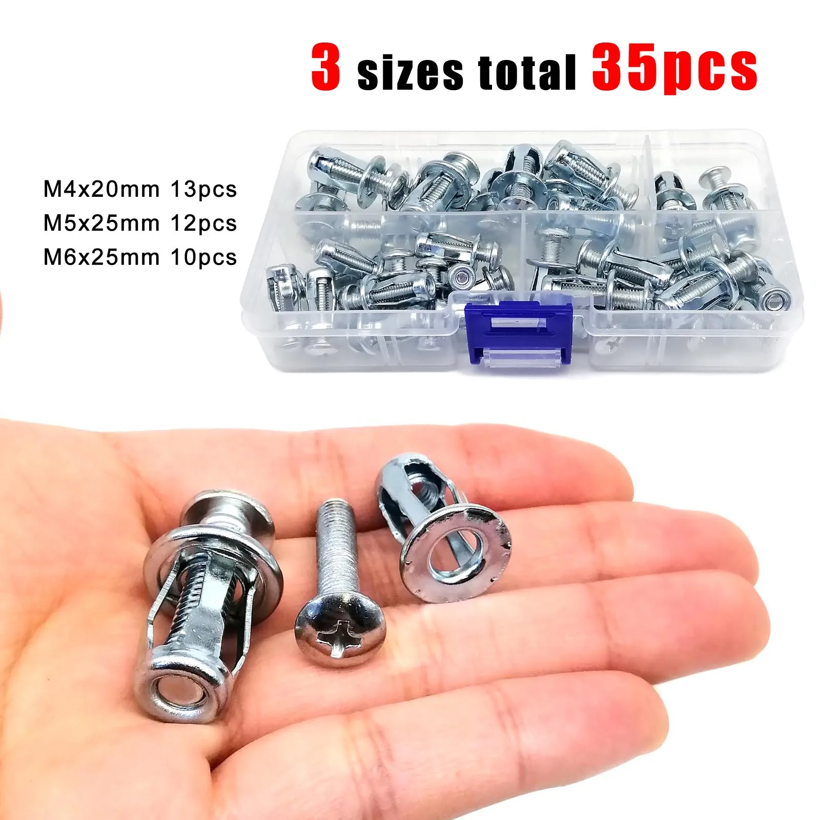thumbnail image 2 of 80pcs M4 Stainless Steel Jack Nuts - Expansion Anchors For Hollow Walls & Thin Materials 2 of 13