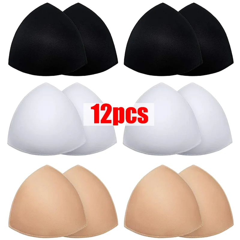 цена 2/12pcs Bra Pads Soft Sponge Women Triangle Bra Pad Sports Bra Bikini Pads Yoga Bra Swimsuit Bralettes Nursing Bra Inserts