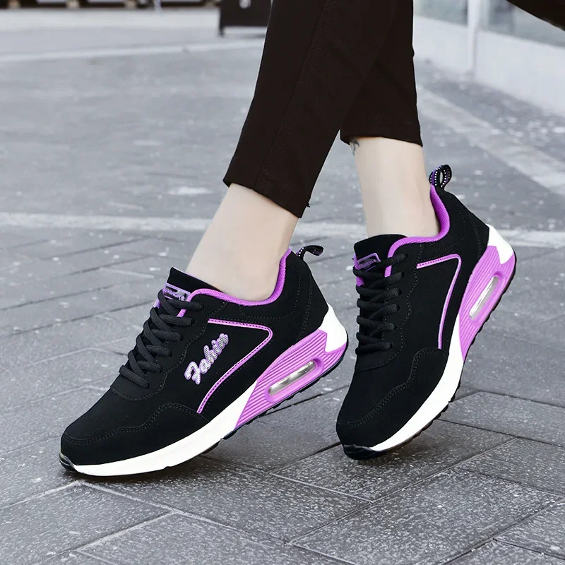 Women's Summer Casual Shoes Lightweight Waterproof Leather Face Running Shoes Travel With Shock Absorption Air Cushion