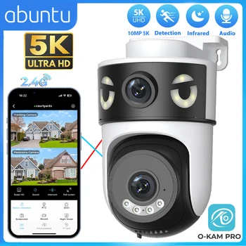 10MP 5K Dual Lens Dual Screens Wifi Security Camera 5X Digital Zoom Video Surveillance Night Vision Human Detection O-KAM PRO 1