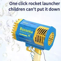 Bubble Gun Rocket 69 Holes Soap Bubbles Machine Gun Shape Automatic Blower With Light Pomperos Toys Gift Outdoor Toys for Kids 2