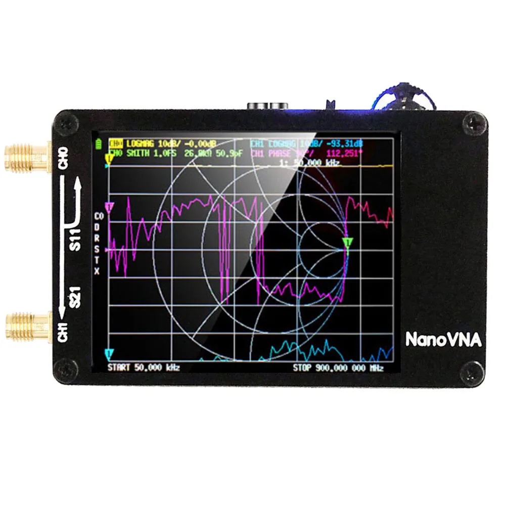 AS63 Upgraded Version NanoVNA-H Vector Network Antenna Analyzer 10KHz-1.5GHz MF HF VHF UHF with SD Card Slot