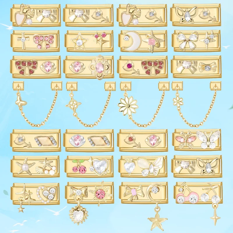 Charming Gold-Tone Sweet Flowers & Butterfly Heart Bracelet
