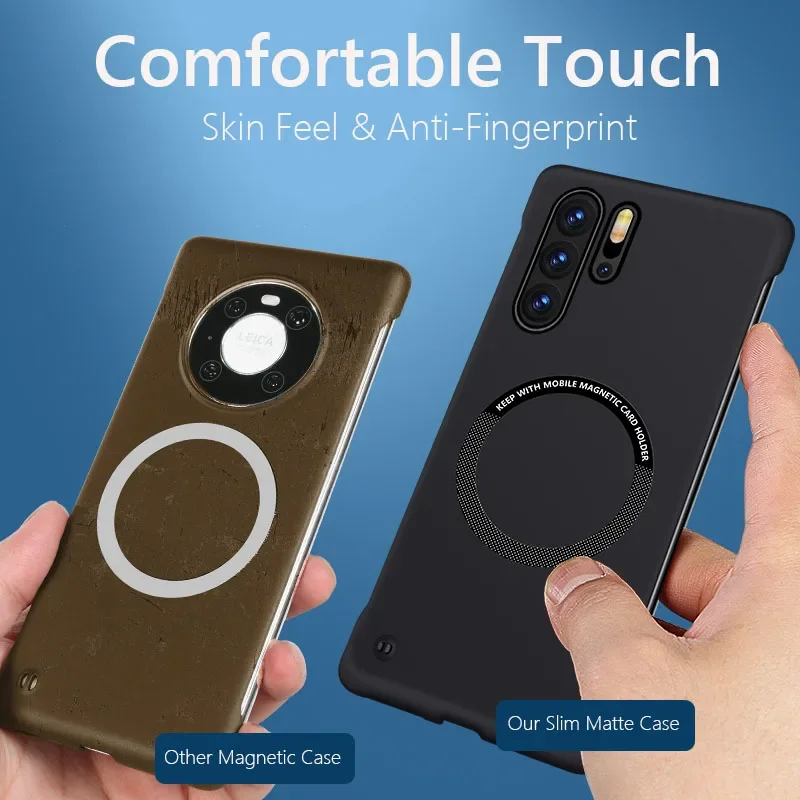 Luxury Frameless Magnetic Slim Case with Wireless Charging Compatibility