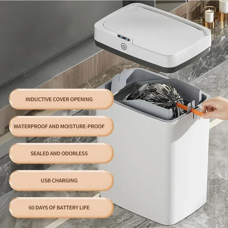 

Домашняя узкая Автоматическая мусорная корзина с датчиком для ванной комнаты, водонепроницаемая мусорная корзина, мусорная корзина, умная кухонная корзина