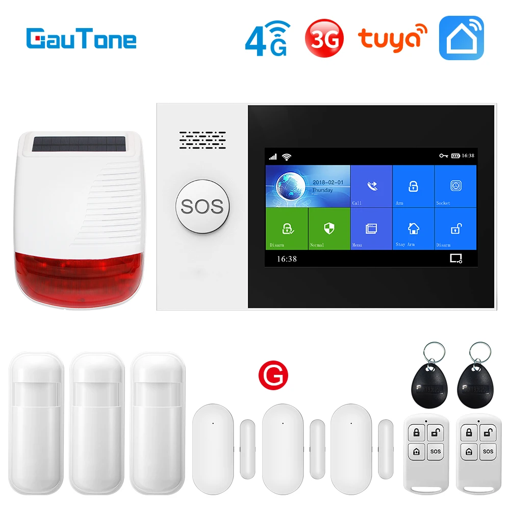 Alarme Maison Sans Fil Recommandation Securite Good Deal Gautone – Système D'alarme De Sécurité Domestique Pg107, Wi-fi, 4g, 3g,  Avec Sirène Solaire Pir, Sans Fil, Compatible Avec Télécommande Tuya - Kits  Système D'alarme - AliExpress