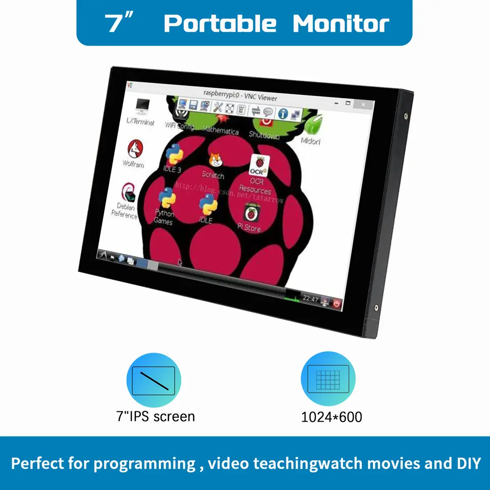 Raspberry Pi 7 Inch NONTouch Screen IPS 1024x600 HD LCD HDMI- Display for RPI 4B 3B+ 3B PC Secondary Screen Portable Monitor image 1