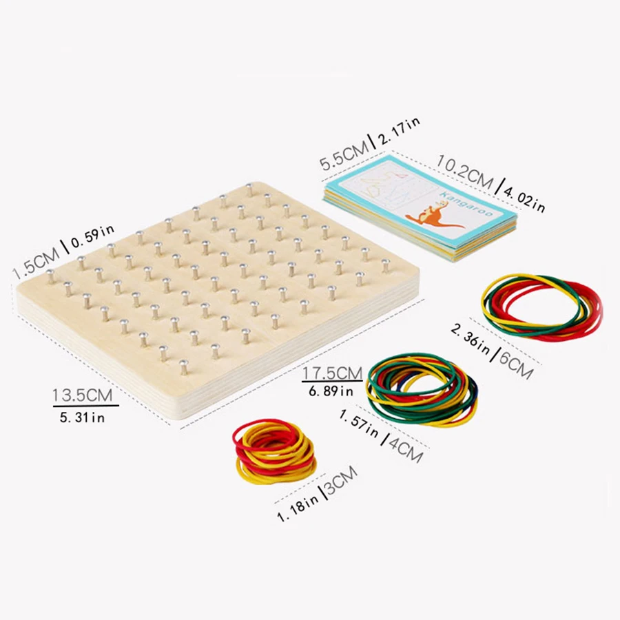 Wooden Montessori Geometric Creative Pegboard, CHILDREN'S Early Education Montessori Toy Puzzle Game 2
