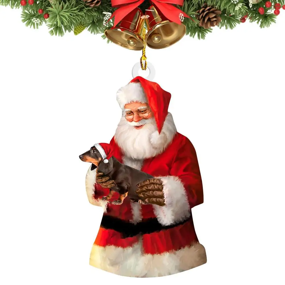 Kerstboom Hangers, Kerstman Teckel Hond Hanger Kerst Ornamenten, Acryl Kerstboom Hangers Worst Hond Opknoping Ornamenten, Kerstboom Opknoping Hangers Voor Thuis Winter