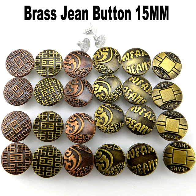 20pcs Replacement Jeans Buttons 15mm No-Sew Nail Removable Metal Jeans  Button Repair Combo Thread Rivets and Screwdrivers