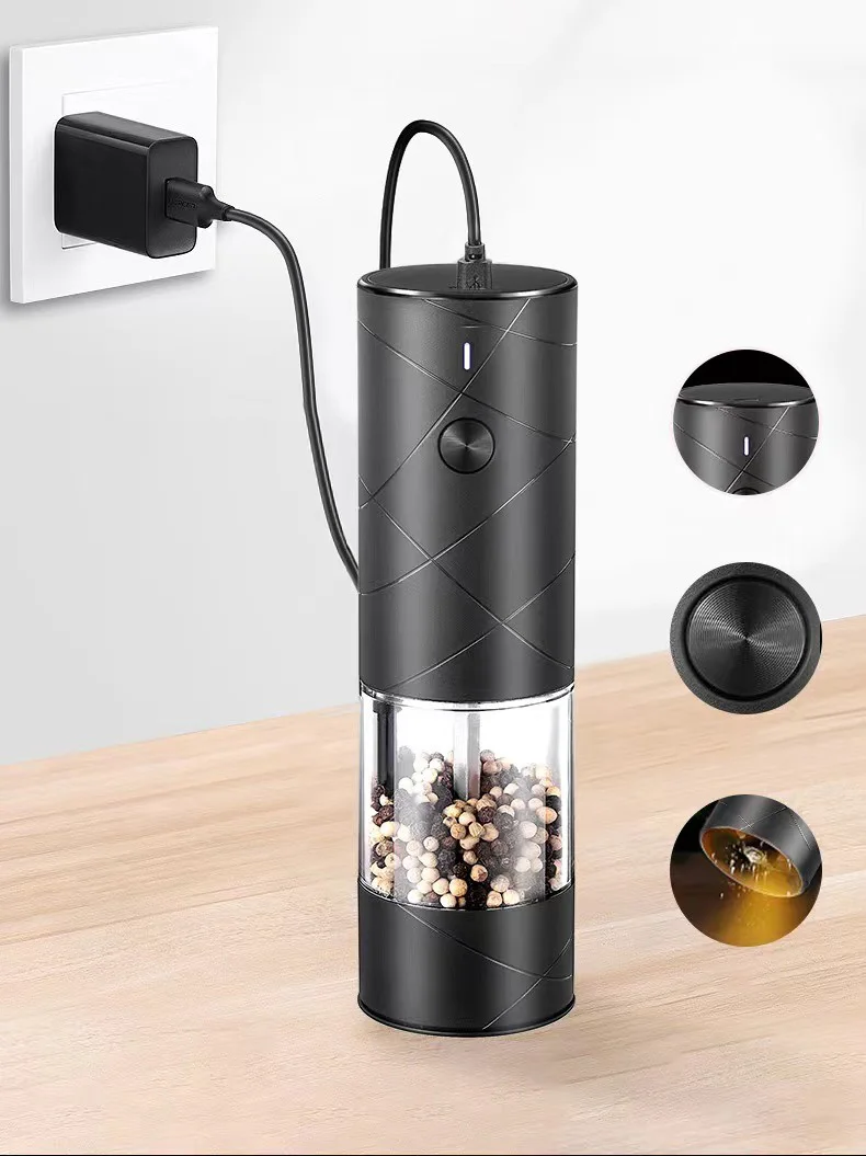 Description Picture 5 of itemElectric Grinder Automatic Mills Pepper Seasonings Spices Grain Salt Grinder with LED Light Adjustable Coarseness Kitchen Tools