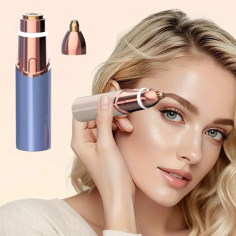 2-in-1 Facial and Eyebrow Trimmer: A Rechargeable Painless Facial Eyebrow Shaver for the Face, Lips, and Body