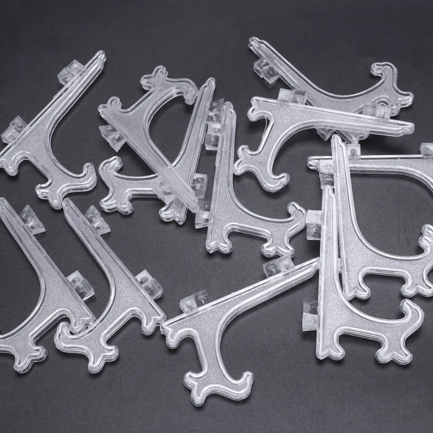 12Pcs 3 Inch Plastic Easels or Plate Holders Display Dinner Plate (Transparent), sketch easel, plate display stand