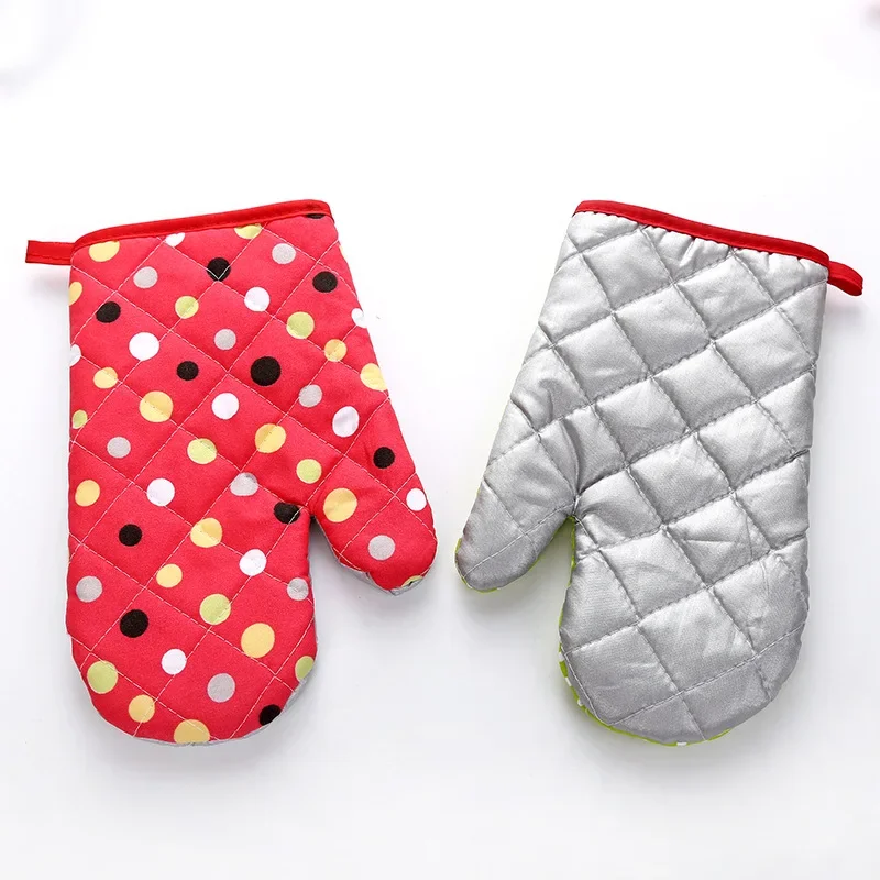Mitten Microwave Oven Glove Cotton Insulated Baking Heat Resistant Gloves Oven Mitts Terylene Non-slip Cute Kitchen Tool kitchen gloves cotton pot holders