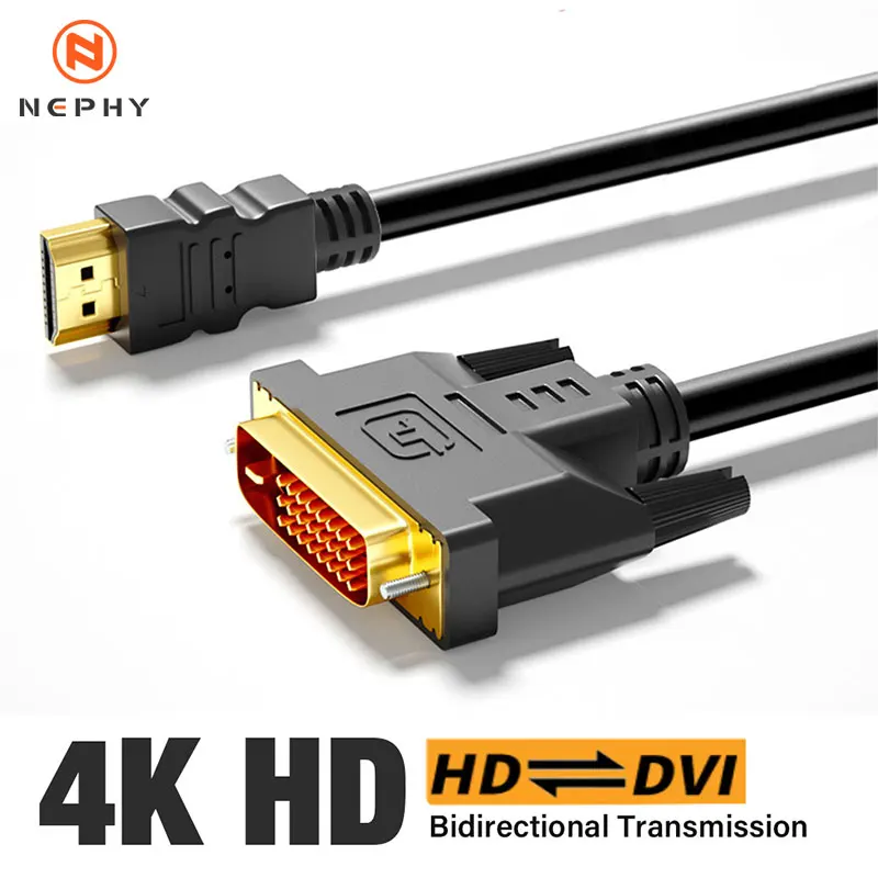 HDMI-Compatible To DVI Cable HD 1080P 4K 60Hz Converter Adapter 1.5m 5m for Xbox PS4 TV Box Projector Monitor dvi to hdmi cable hdmi to dvi converter hdmi compatible converter
