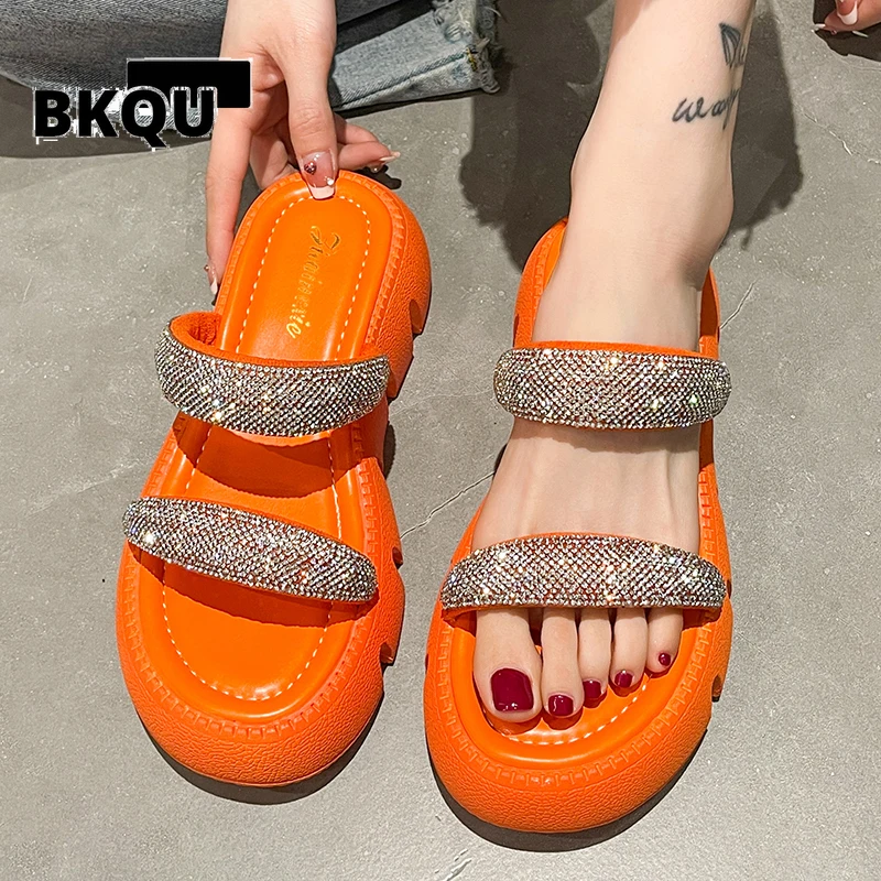 Wedge Sandals Woman Summer 2022 Chunky Platform Women Leather Slippers