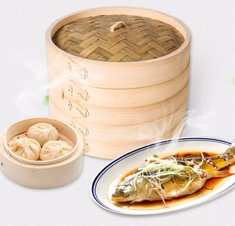 Description Picture 3 of itemKitchen Cooking Bamboo Steamer for Fish Rice Vegetable Snack Basket Set Kitchen Cooking Tools Dumpling Steamer machine 13.5-30cm