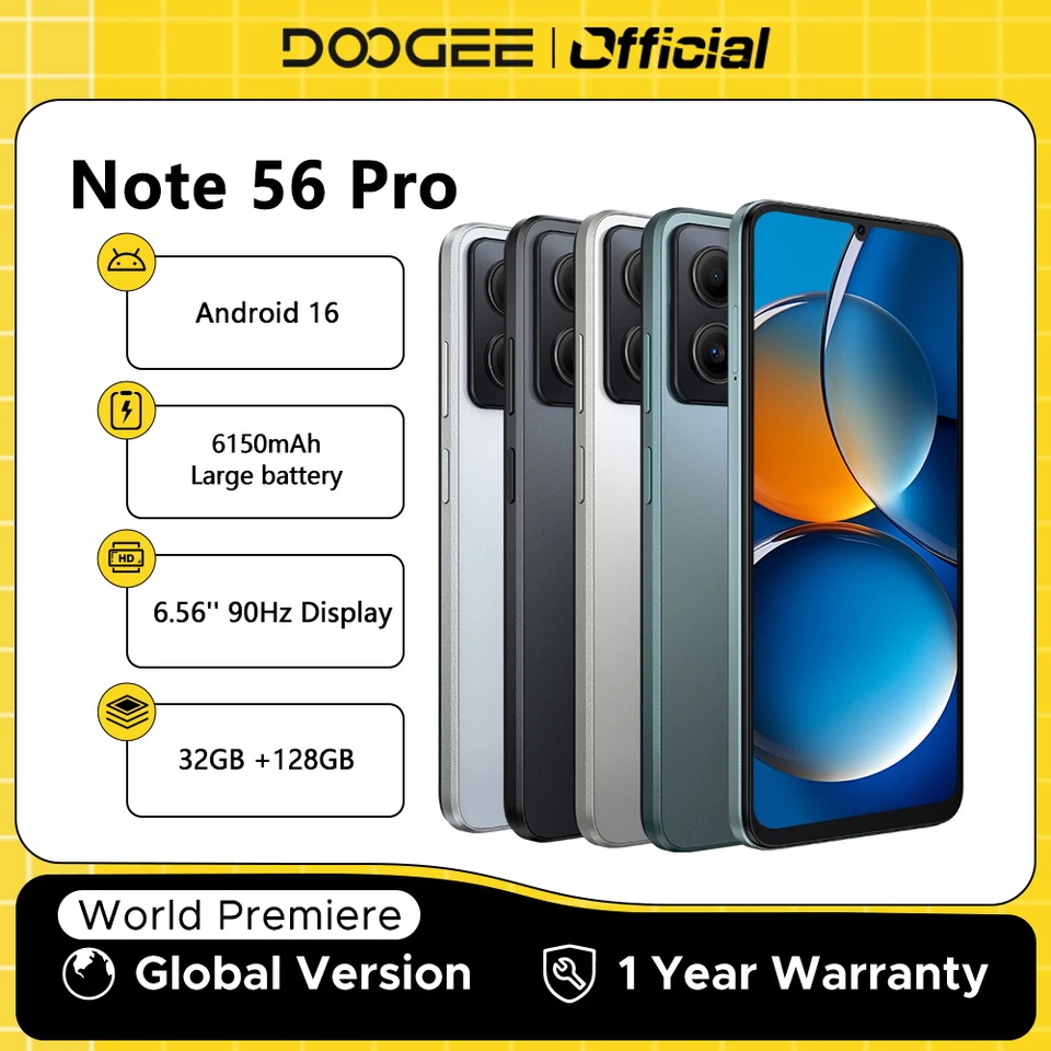 【Android16スマホ】DOOGEE Note56 Pro 6.56 インチ DOOGEE Note 56 - 8.45mm Slim Android 16 Smartphone | 6150mAh, 90Hz