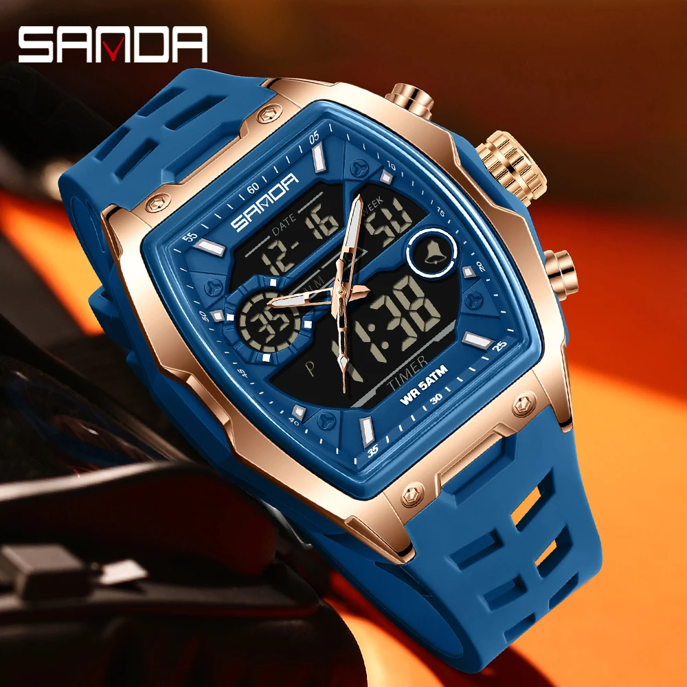 SANDA Dual Display Sports Chronograph LED Analog-Digital Military Watch
