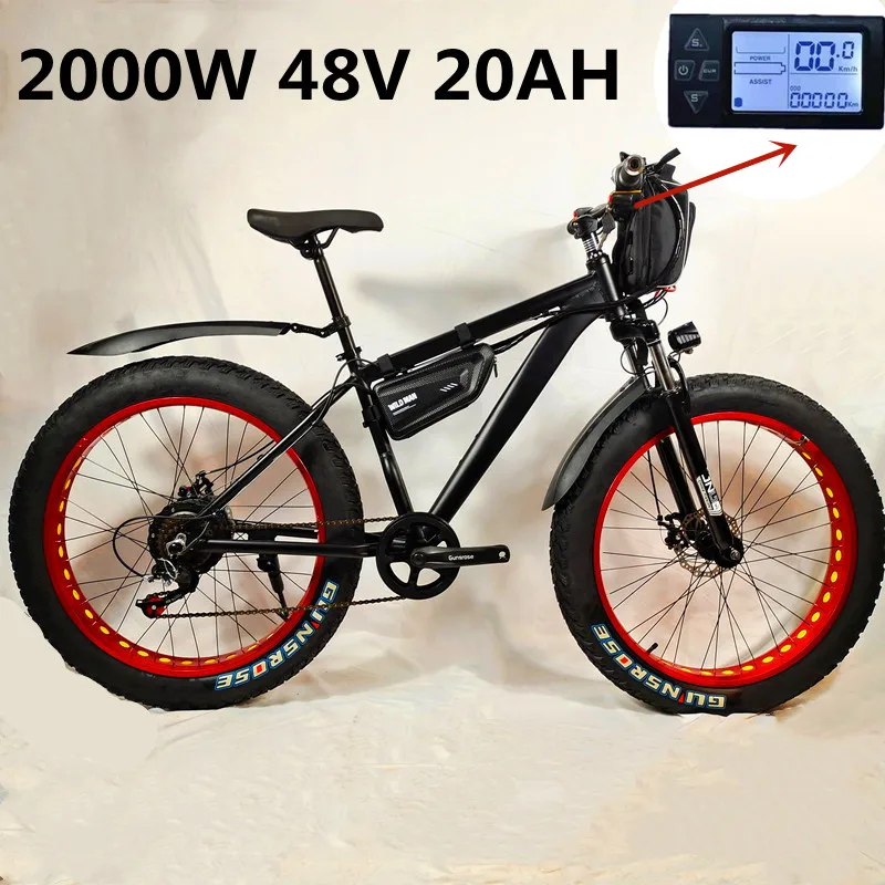 

48v 20ah Electric bicycle 2000W Electric Beach Bike 4.0 Fat Tire Electric Bike 48V Mens Mountain Bike Snow E-bike 26inch Bicycle