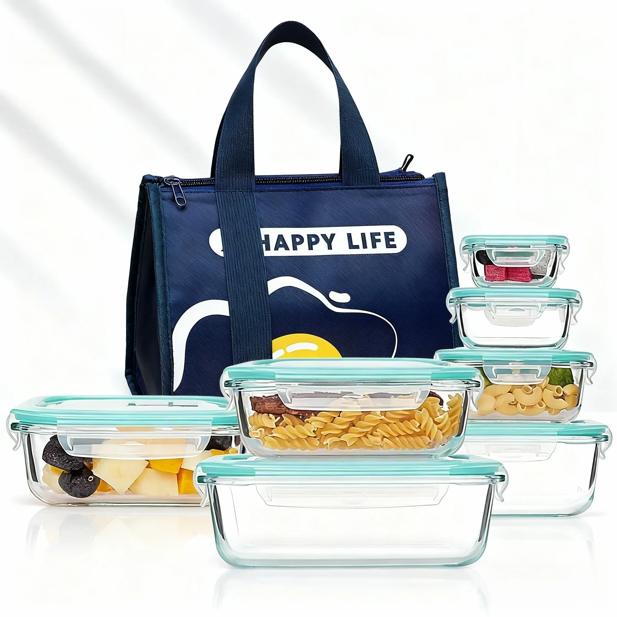 Premium Glass Lunch Bento Box for Adults - Microwave & Dishwasher Safe Food Storage Container with Lids for Office Meal Prep