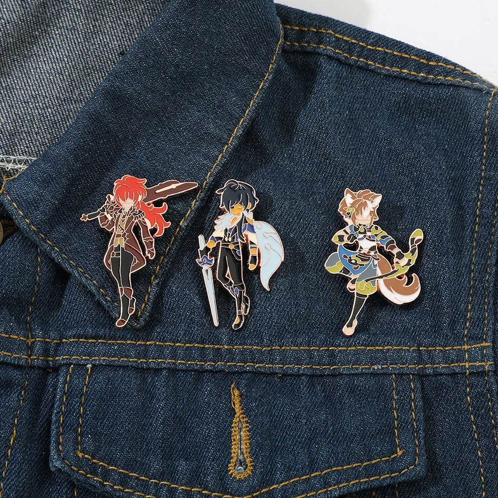 

Genshin Impact Brooch Cute Cartoon Metal Enamel Creative Small Cute Fans Commemorative Badge Pin Jewelry Men Gift Accessories