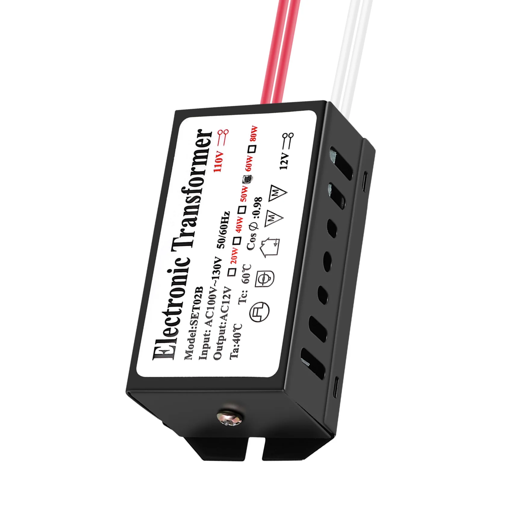 할로겐 조명 전원 공급 장치 변환기, 전자 변압기, 블랙, 110V 12V, 60W