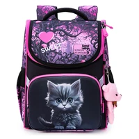 Orthopedic School Bags For Girls Cartoon Cat 3D Folded Backpacks Girl Waterproof Children Primary School Bag Kid Mochila Escolar 2