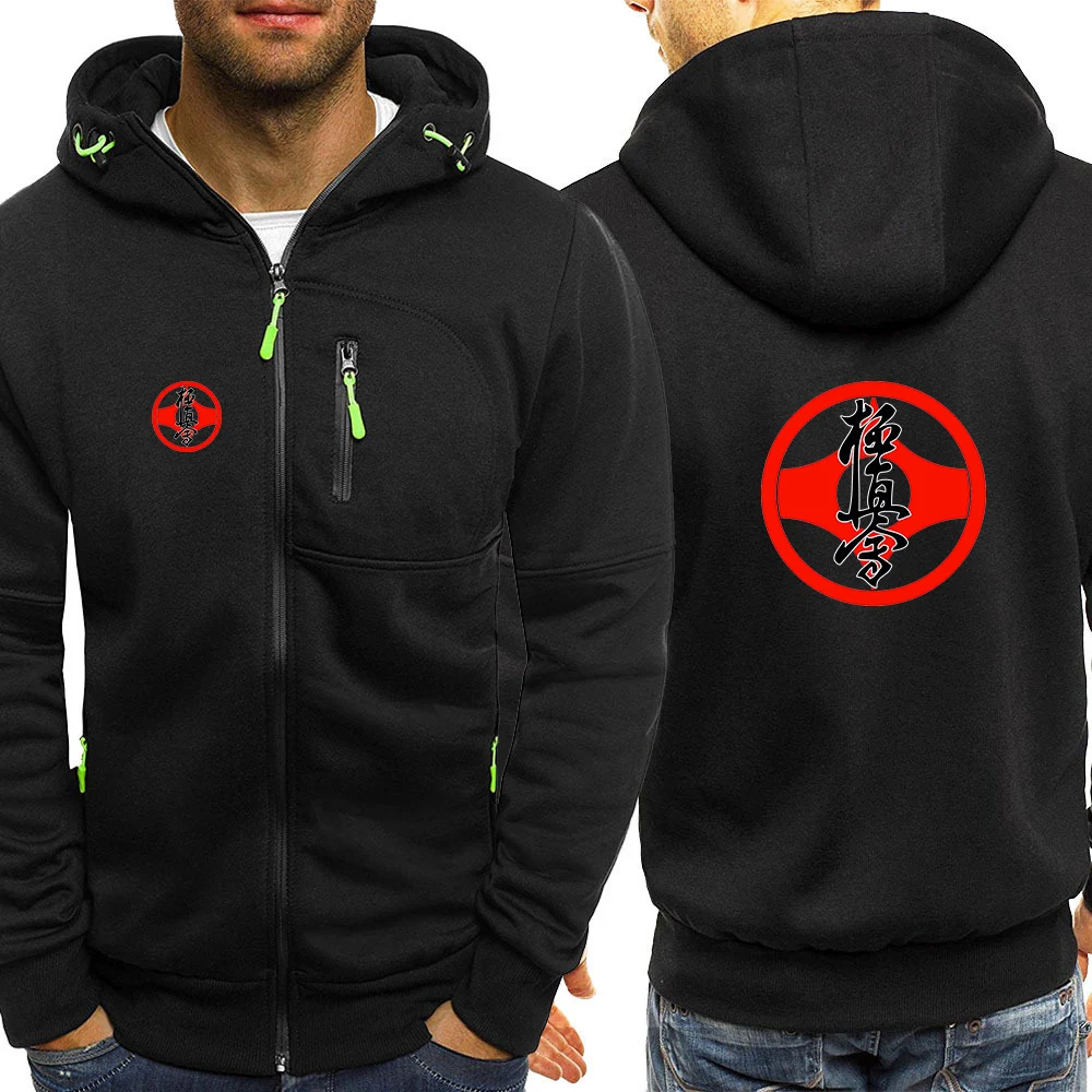

Kyokushin Karate Men Spring and Autumn Casual Hot Sale Three-color Zipper Hooded Classics Versatile Printing Coat Tops