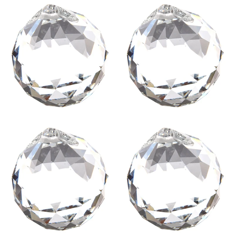 4Pcs 40MM Feng Shui Faceted Decorating Crystal Pendant Ball(Clear)