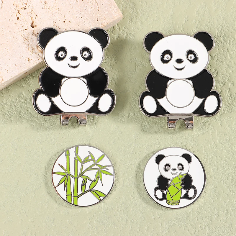 Panda Style Golf Ball Marker w Magnetic Golf Hat Clip Golf Cap Clips Alloy Professional Ball Mark Gift